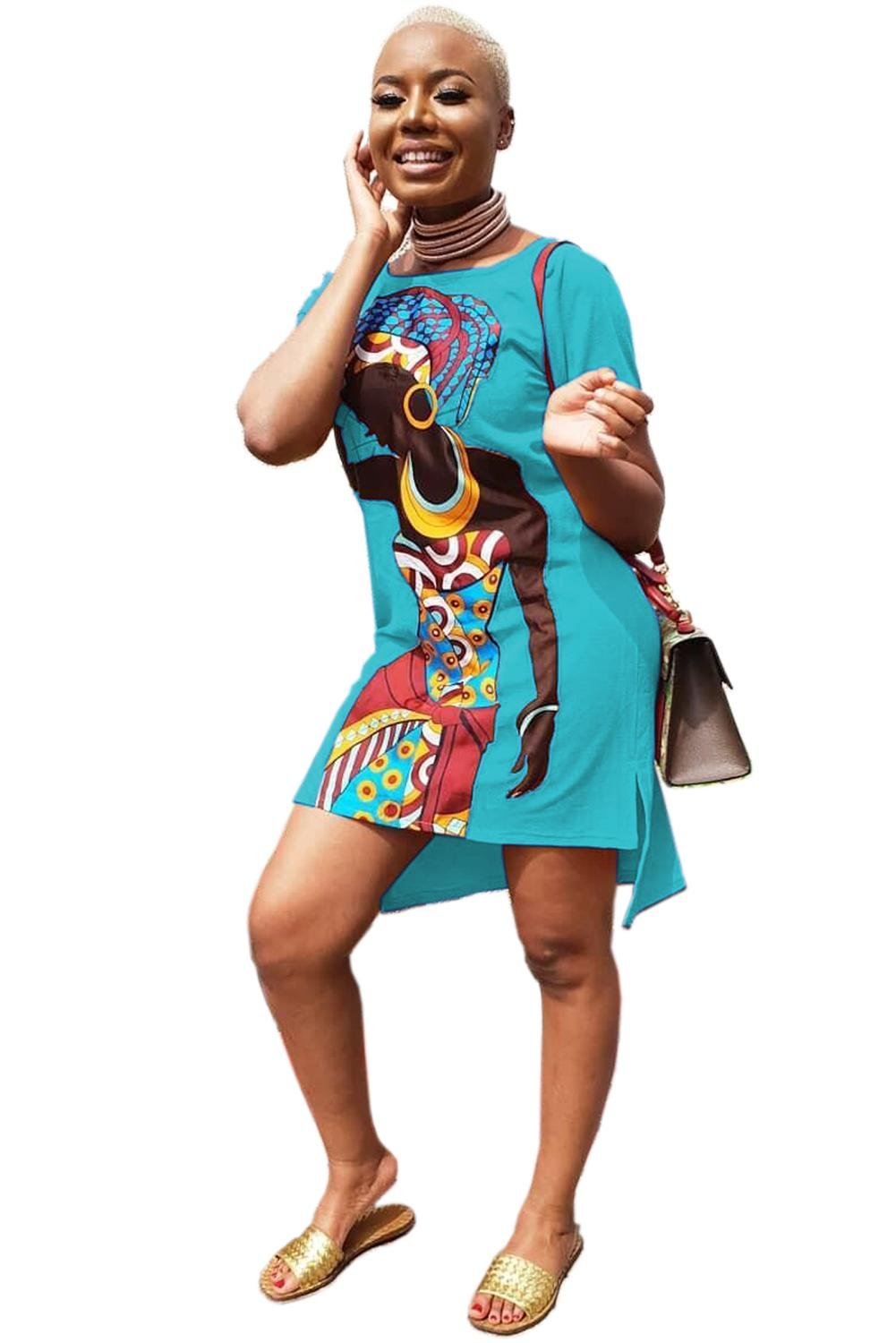 African Girl Print Casual Dress - RNF ENT