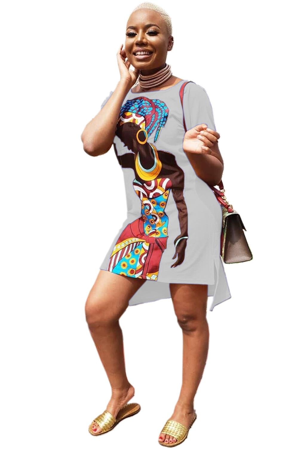 African Girl Print Casual Dress - RNF ENT