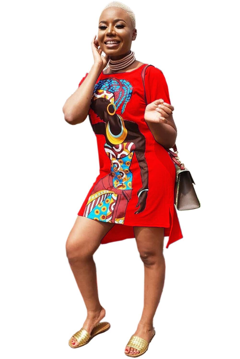 African Girl Print Casual Dress - RNF ENT