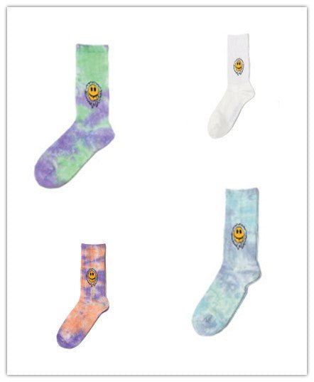 Tie - Dyed Face Floret Cotton Mid - Tube Socks - RNF ENT