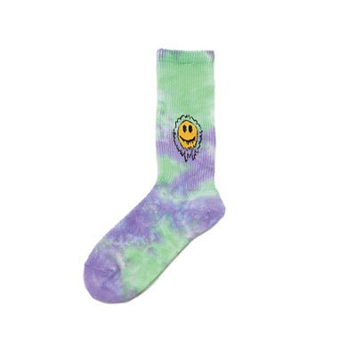 Tie - Dyed Face Floret Cotton Mid - Tube Socks - RNF ENT